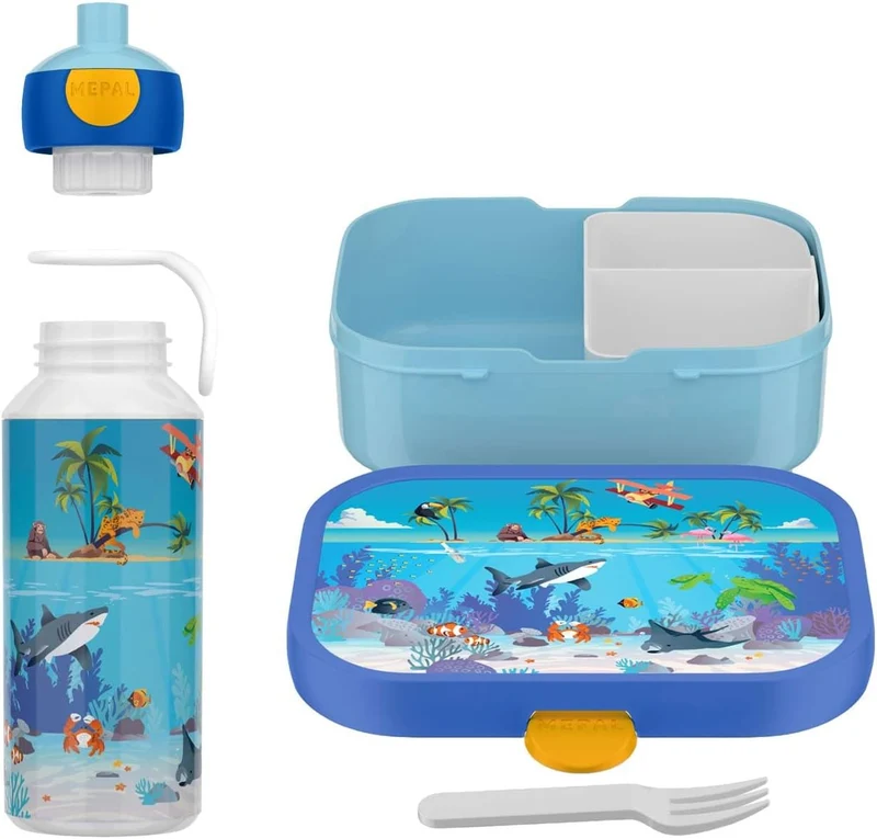 Mepal - Pausenset Campus - Set für Kinder mit Pop-up Trinkflasche & Lunch Box - Lunch-Set für die Sc