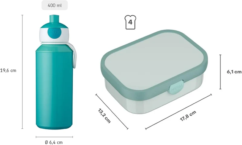 Mepal - Pausenset Campus - Set für Kinder mit Pop-up Trinkflasche & Lunch Box - Lunch-Set für die Sc
