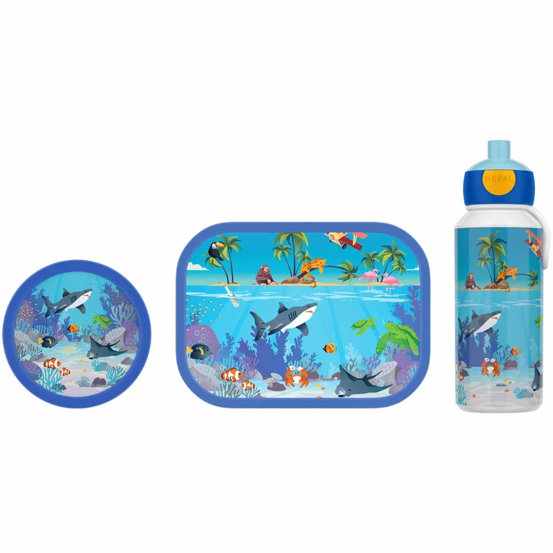 Mepal - Pausenset Campus - Set für Kinder mit Pop-up Trinkflasche, Lunch Box & Obstbox - Lunch-Set f