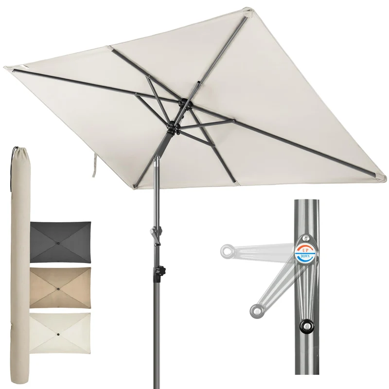 4smile Sonnenschirm Balkon mit Kurbel 210 × 140 cm, Beige Terrasse 210x140 Kurbel Komfort Beige, Ter