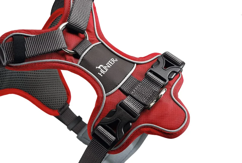 HUNTER DIVO Hundegeschirr, S, 45-56 cm, rot/grau 45 - 56 cm rot/grau, 45 - 56 cm rot/grau