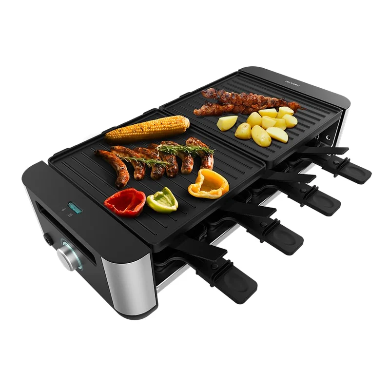 Cecotec Raclette Cheese&Grill 16000 Inox Black, 8 Personen, 1400 W Grill, 40 x 22 cm, einstellbares