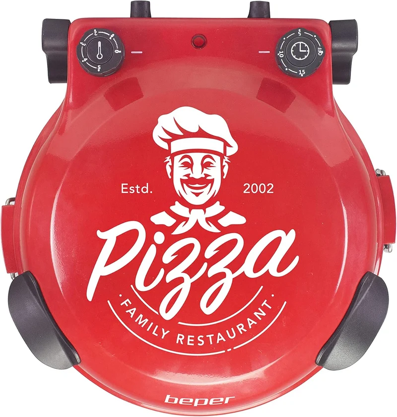BEPER P101CUD300 Pizzaofen mit Herausnehmbarer Feuerfestplatte - Pizzaofen Elektrisch mit 5 Kochstuf