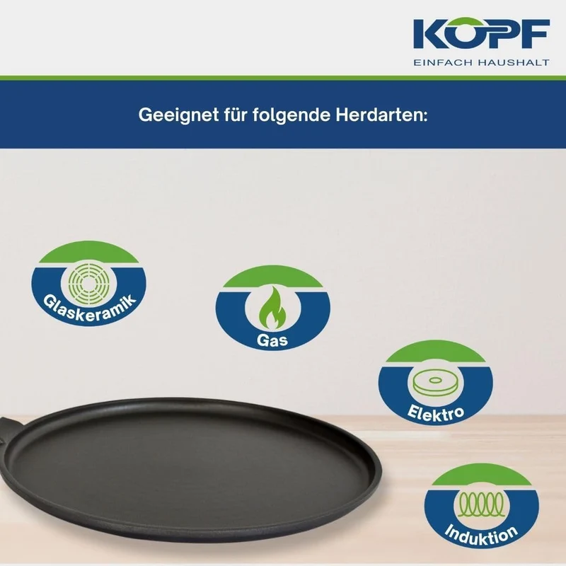 Kopf Crepespfanne Marra (Aluguss, 28 cm, ILAG Beschichtung, Induktion) inkl. Teigverteiler, inkl. Te