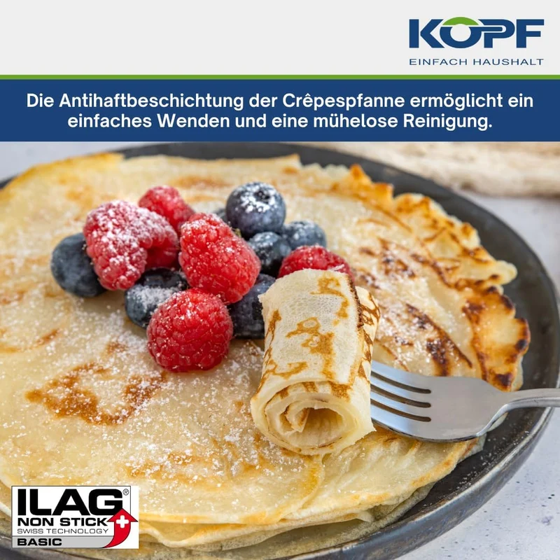Kopf Crepespfanne Marra (Aluguss, 28 cm, ILAG Beschichtung, Induktion) inkl. Teigverteiler, inkl. Te