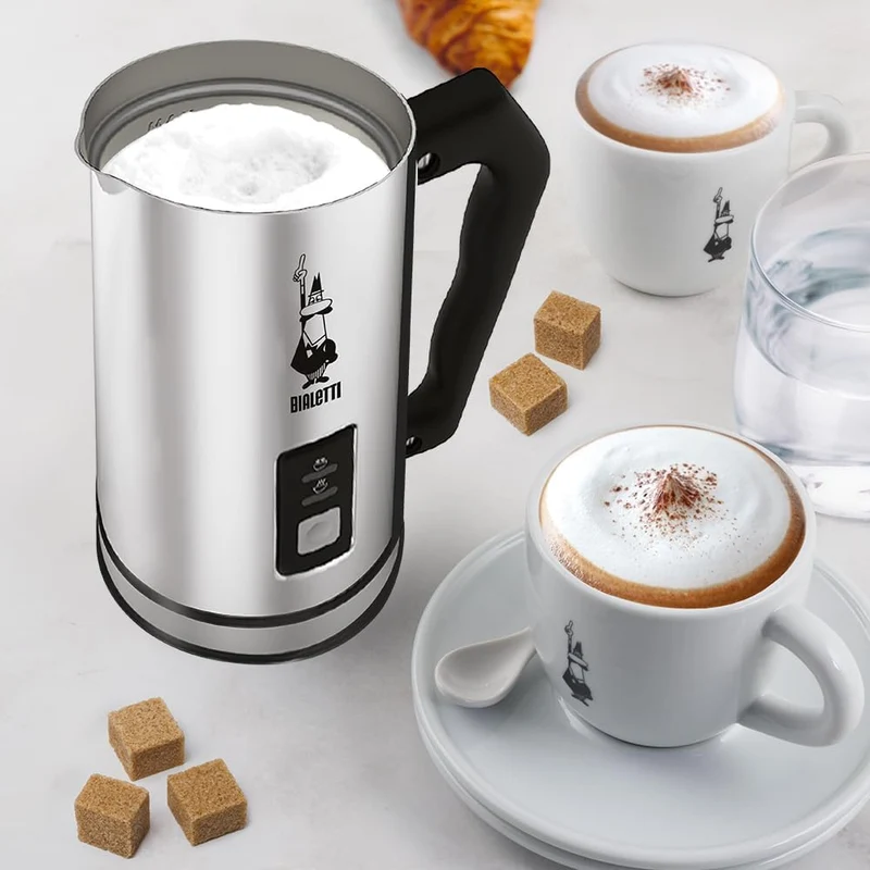 Bialetti 0004430 Montalatte Elettrico, Fassungsvermögen 240 ml, 500 W, 1 Tasse Rostfreier Stahl, Sil
