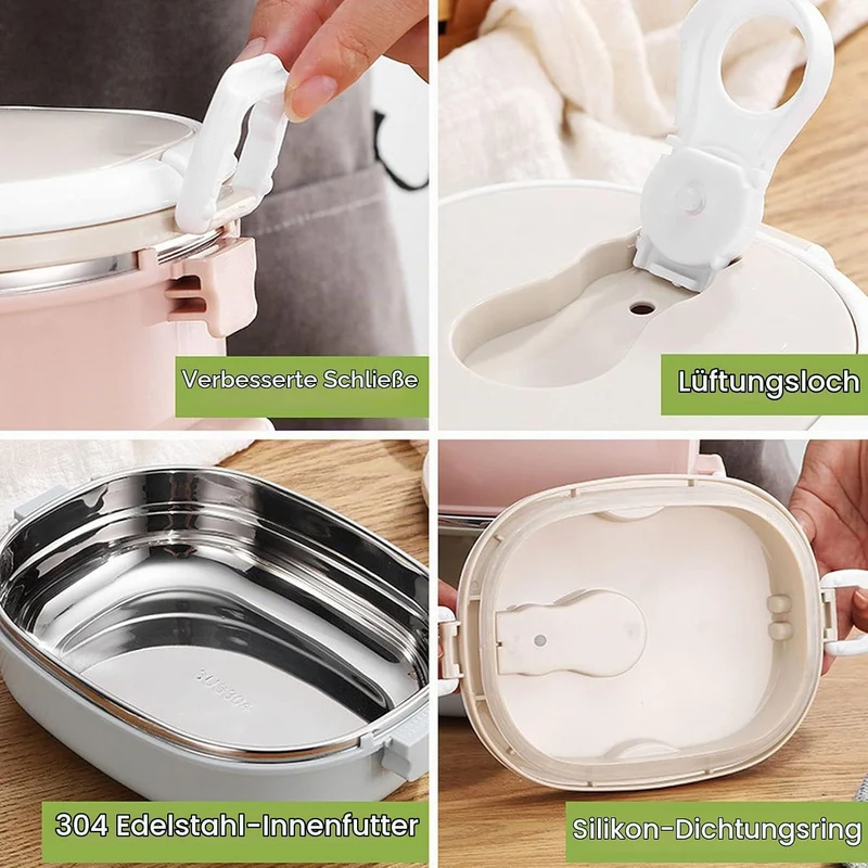 Isolierte Lunchbox, Edelstahl-Thermo-Lunchbox, Lunchbox Tragbarer Edelstahl-isolierter Thermo-Lebens
