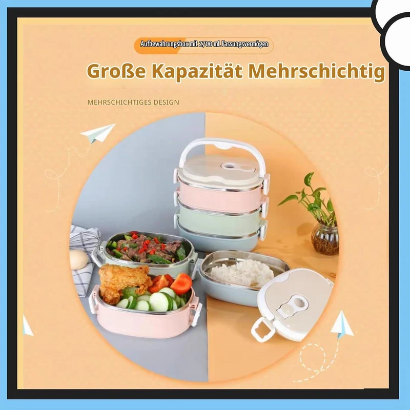 Isolierte Lunchbox, Edelstahl-Thermo-Lunchbox, Lunchbox Tragbarer Edelstahl-isolierter Thermo-Lebens