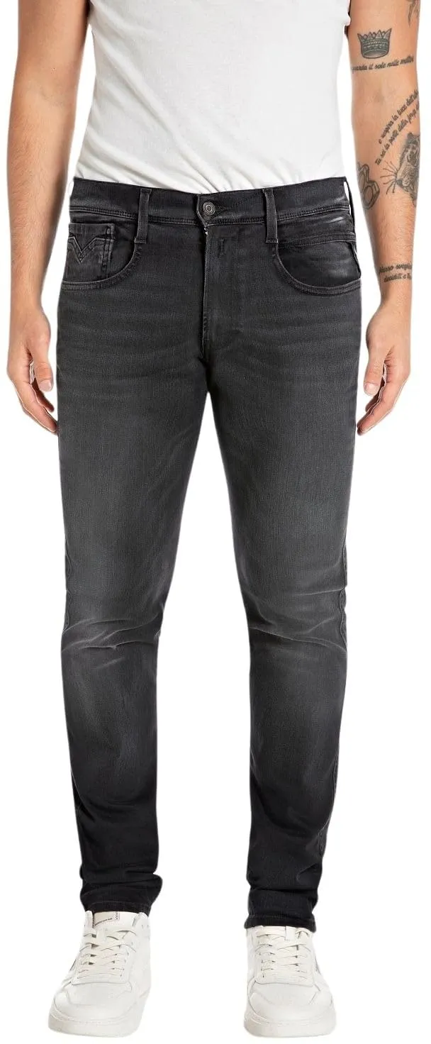 Replay Herren Jeans Anbass Slim-Fit Bio 32W / 34L Black 098, 32W / 34L Black 098