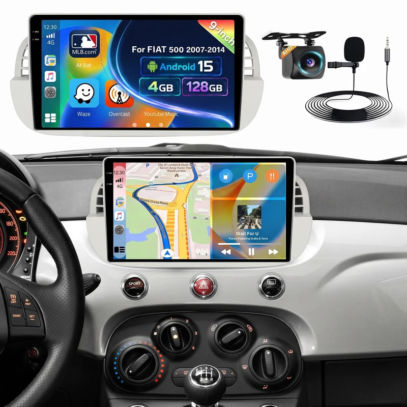 Inefala 4G+128G Android 15 Autoradio für FIAT 500 2007-2014