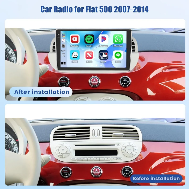 Inefala 4G+128G Android 15 Autoradio für FIAT 500 2007-2014