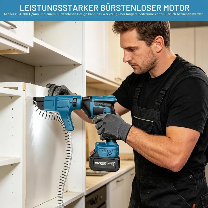 Akku Trockenbauschrauber,Trockenbauschrauber mit Automatischer Zuführung für PH 15-35mm Schrauben Ge