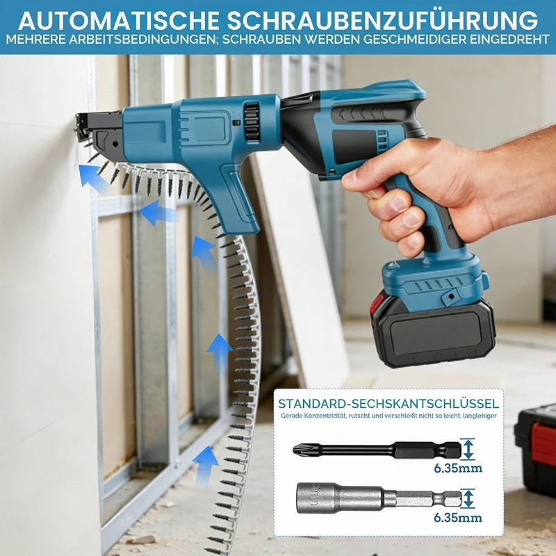 Akku Trockenbauschrauber,Trockenbauschrauber mit Automatischer Zuführung für PH 15-35mm Schrauben Ge