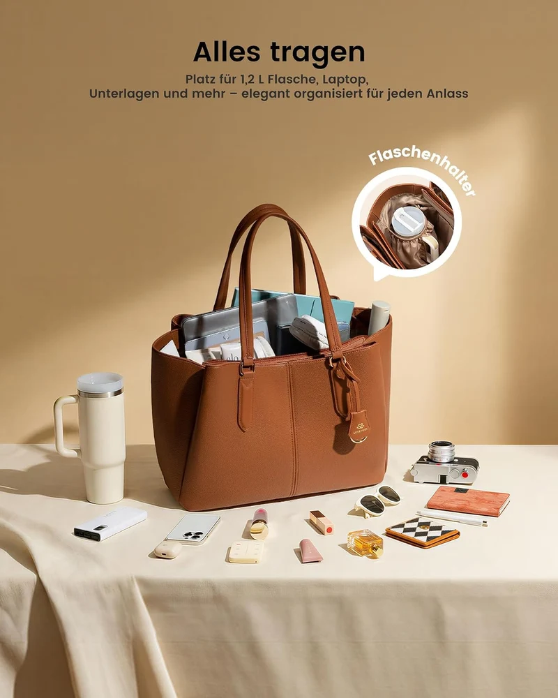 LOVEVOOK Handtasche Damen Gross, Laptoptasche, Uni & Shopper Tasche Nude 15,6 Zoll, Nude 15,6 Zoll