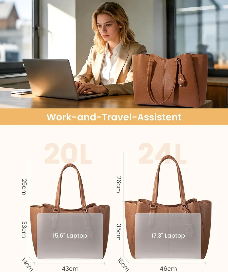 LOVEVOOK Handtasche Damen Gross, Laptoptasche, Uni & Shopper Tasche Nude 15,6 Zoll, Nude 15,6 Zoll