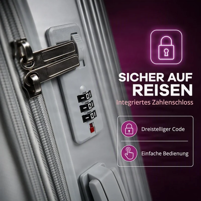 ABS-Hartschalen-Kofferset 3-teilig Silber-Grau Alu-Optik