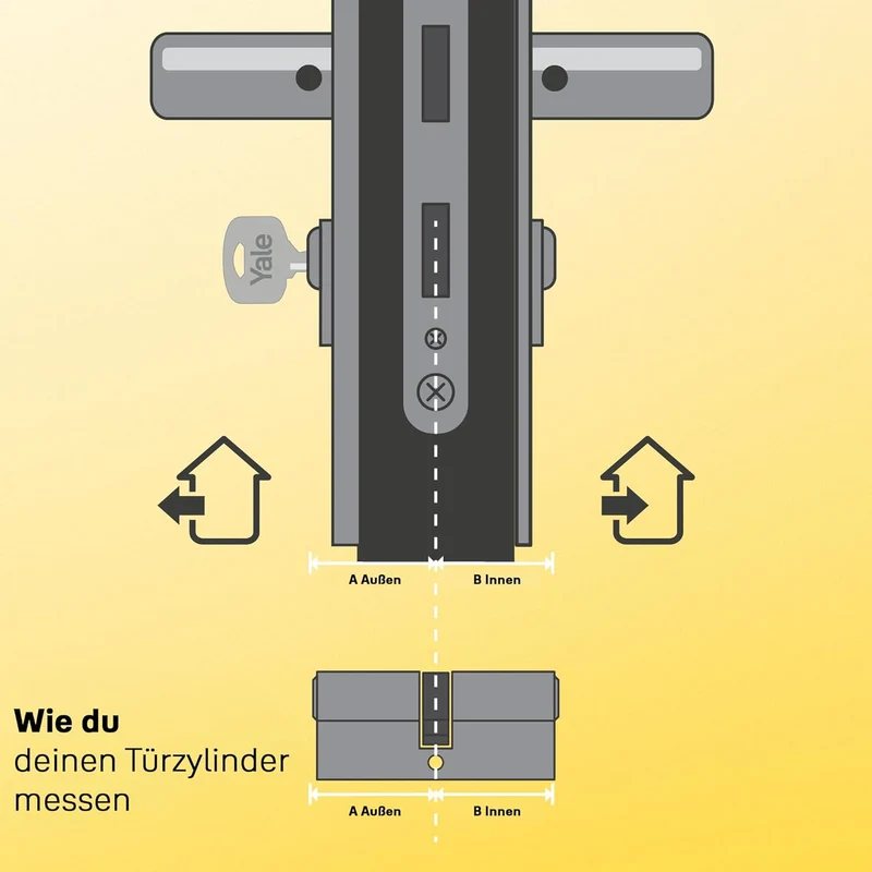 Yale 2100 Serie Europrofil-Doppelzylinder 30/45 mm Poliertes Messing: Haustür-Zylinder mit 10-Stift-
