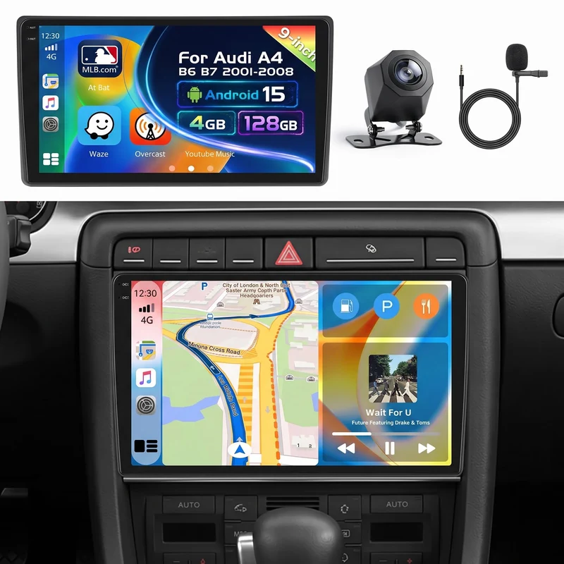 [4G+128G] Inefala Android 15 Autoradio für Audi A4 B6 B7 2004-2008 mit Wireless Carplay Android, 9 Z