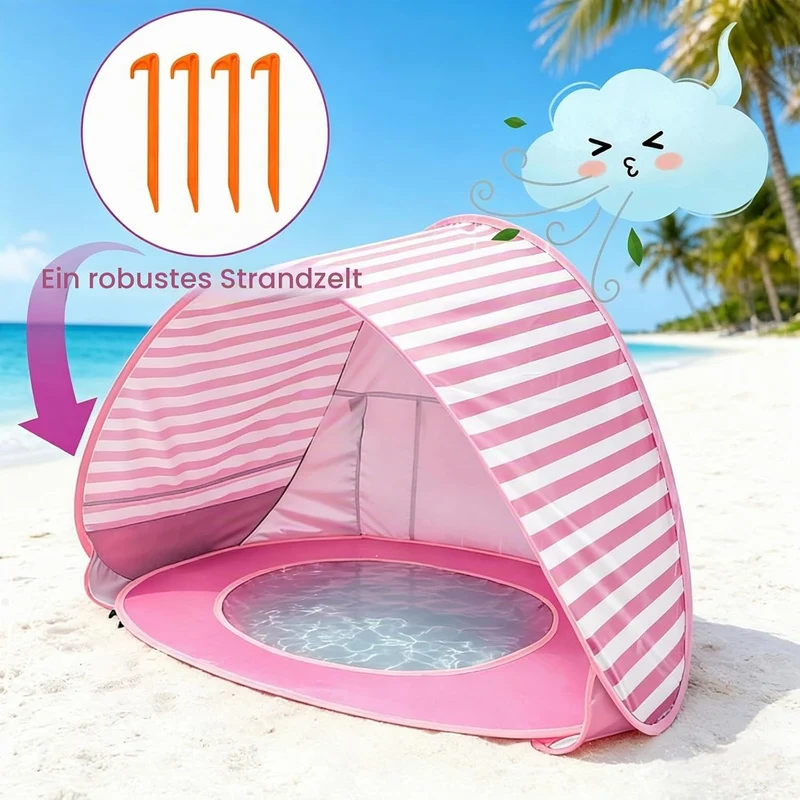 Strandmuschel Strandzelt Pop-up Strand Zelt mit trennbarer Pool UV-Schutz UPF 50+ Sun Shade Shelter