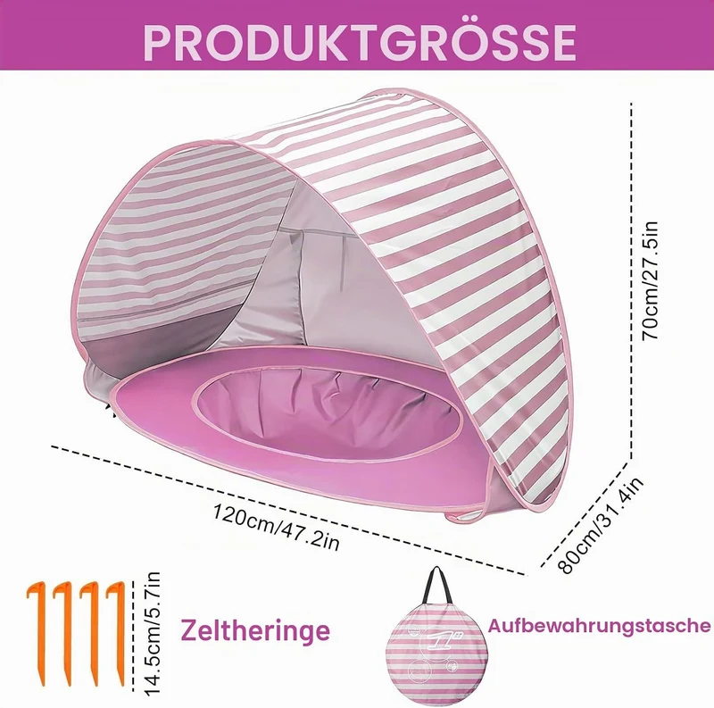 Strandmuschel Strandzelt Pop-up Strand Zelt mit trennbarer Pool UV-Schutz UPF 50+ Sun Shade Shelter