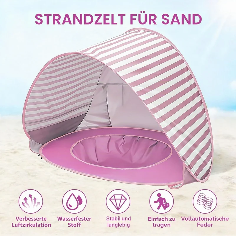 Strandmuschel Strandzelt Pop-up Strand Zelt mit trennbarer Pool UV-Schutz UPF 50+ Sun Shade Shelter