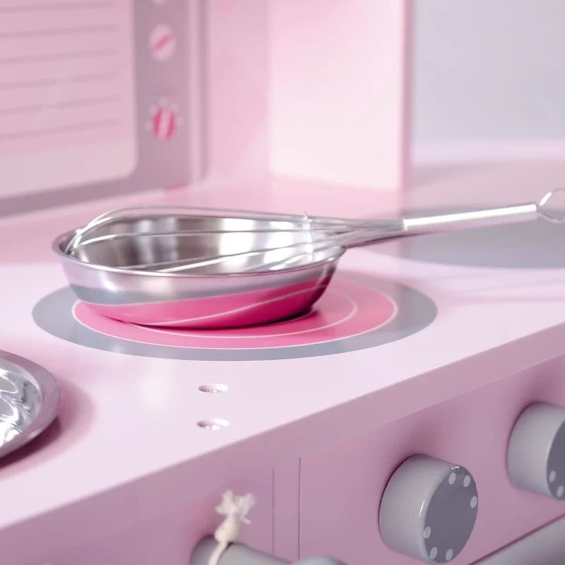 roba Spielküche, rosa, Kinderküche mit Herd, Spüle, Wasserhahn & Regal inkl. Zubehör, Rosa