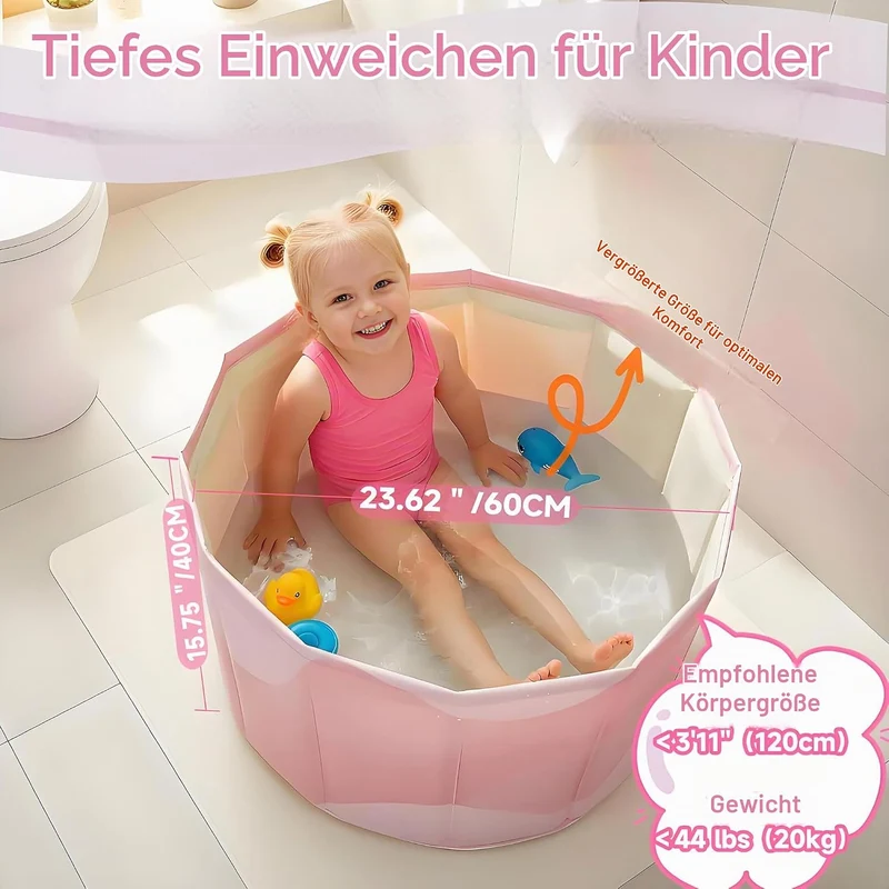 WAVYEASE Upgraded tragbare Badewanne für Kleinkinder – Faltbare Tiefenbadewanne für Kinder, Aufbau i