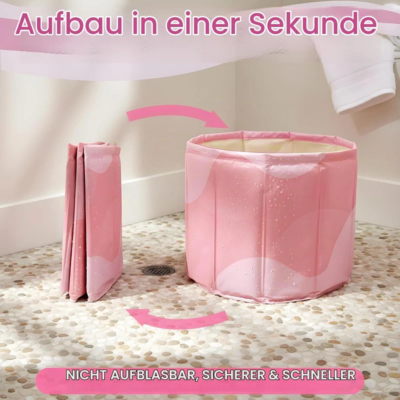 WAVYEASE Upgraded tragbare Badewanne für Kleinkinder – Faltbare Tiefenbadewanne für Kinder, Aufbau i