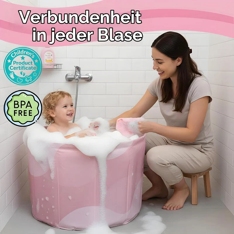 WAVYEASE Upgraded tragbare Badewanne für Kleinkinder – Faltbare Tiefenbadewanne für Kinder, Aufbau i