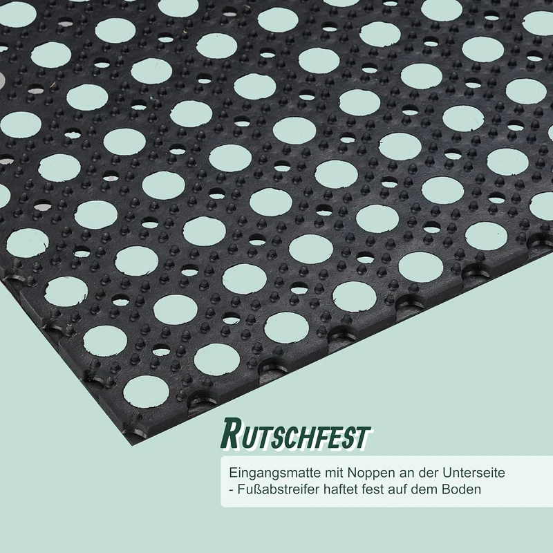 Relaxdays Fussmatte, 100 x 50 cm, wetterfest, rutschfest, Türvorleger innen & aussen, Ringgummimatte