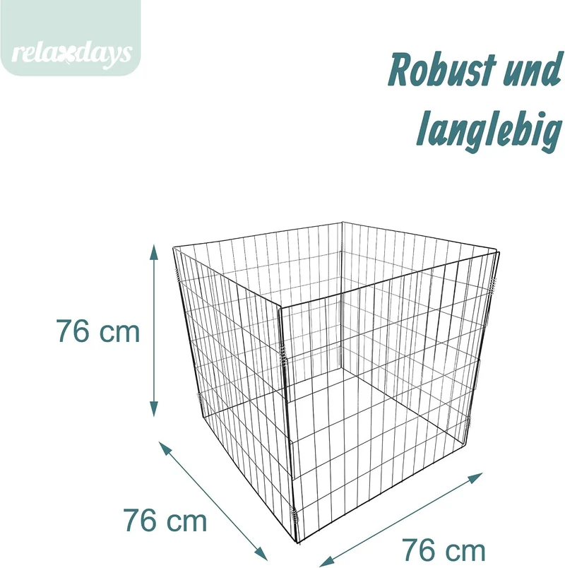 Relaxdays Komposter Metall, 2er Set, Biokomposter Garten, HBT 76x76x76 cm, pulverbeschichteter Draht