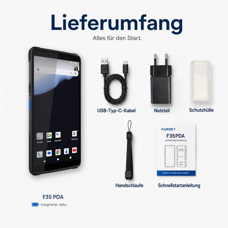 FARSET F35 Android-Barcode-Scanner mit lizenziertem Zebra-Engine, tragbarer PDA-Mobile-Computer, 6GB