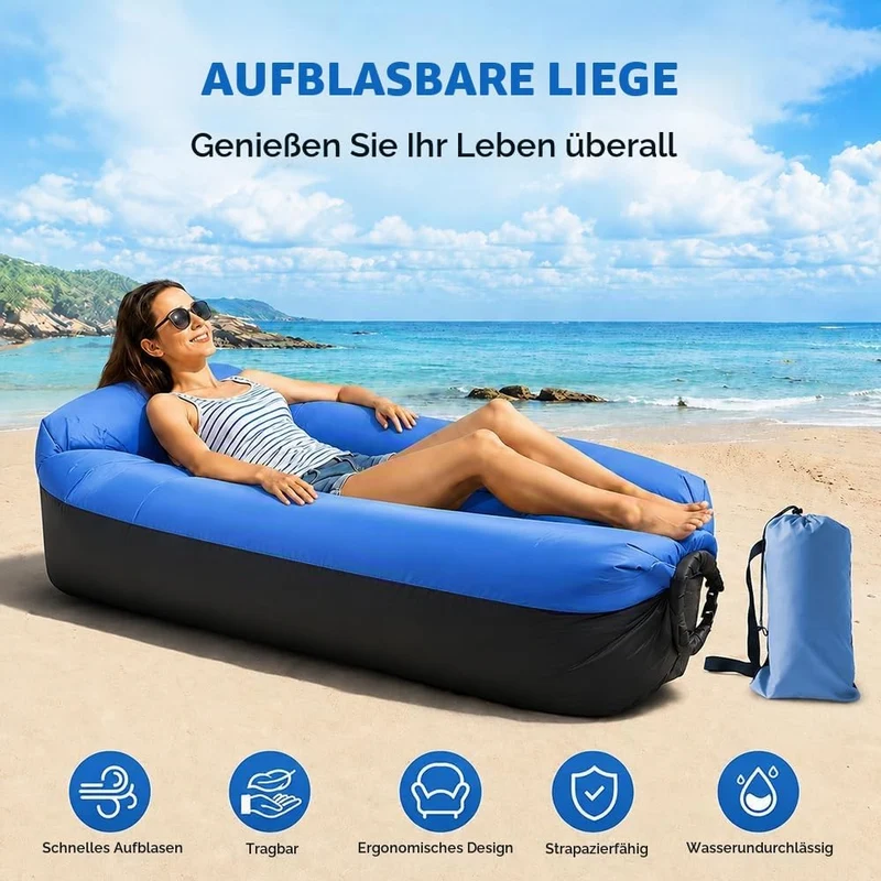 Aufblasbares Sofa, Camping Sofa Aufblasbar, Tragbares Luft Sitzsack mit Aufbewahrungstasche, Air Lou