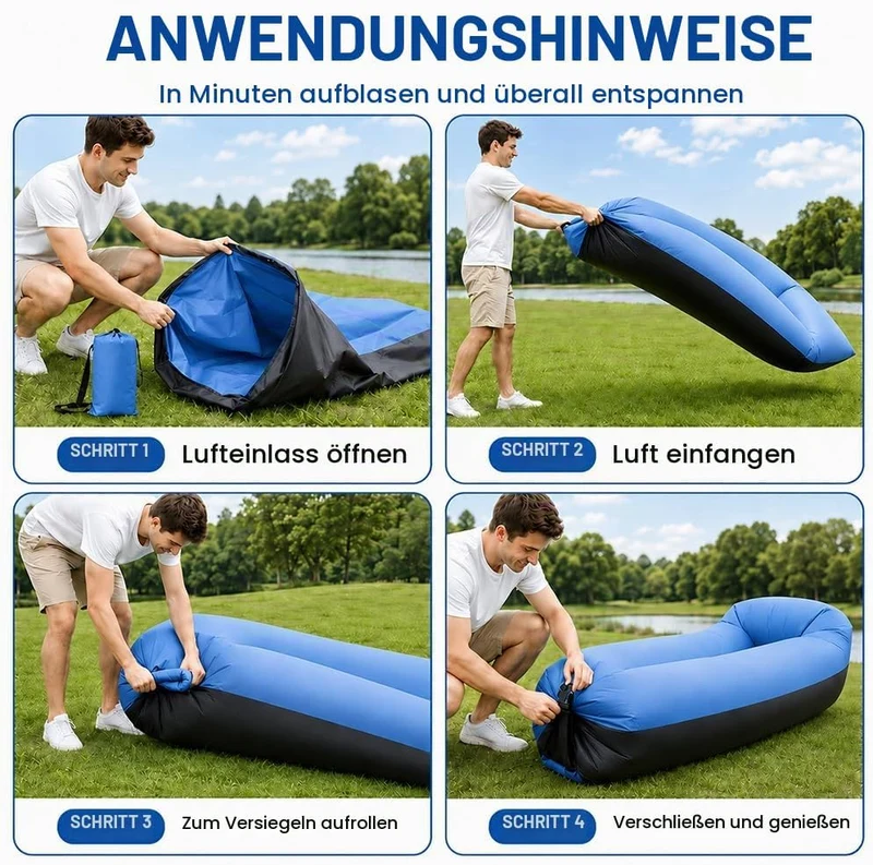 Aufblasbares Sofa, Camping Sofa Aufblasbar, Tragbares Luft Sitzsack mit Aufbewahrungstasche, Air Lou