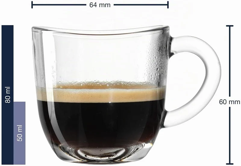 Leonardo Napoli Espresso-Tassen, 6er Set, spülmaschinengeeignete Espresso-Becher, kleine Kaffee-Tass