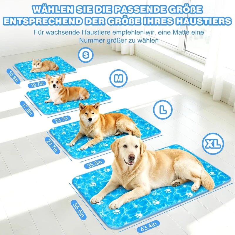 Kühlmatte Hund (60x45cm) Kühlmatte für Hunde und Katze 2026 Selbstkühlende Hundematte für Mittelgros