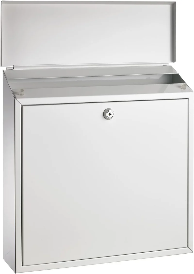 ALCO-Albert 8604 - Briefkasten, weiss lackiert, ca. 36 x 36 x 10 cm 36 x 10 cm Silber, 36 x 10 cm Si