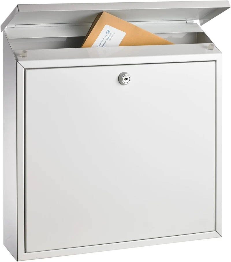 ALCO-Albert 8604 - Briefkasten, weiss lackiert, ca. 36 x 36 x 10 cm 36 x 10 cm Silber, 36 x 10 cm Si
