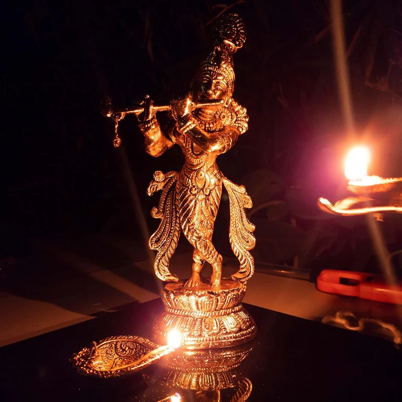 WC_Lord Krishna mit Bansuri Krishna Statue Figur mit Murli Bansi Murlidhar Kishna Idol für indische