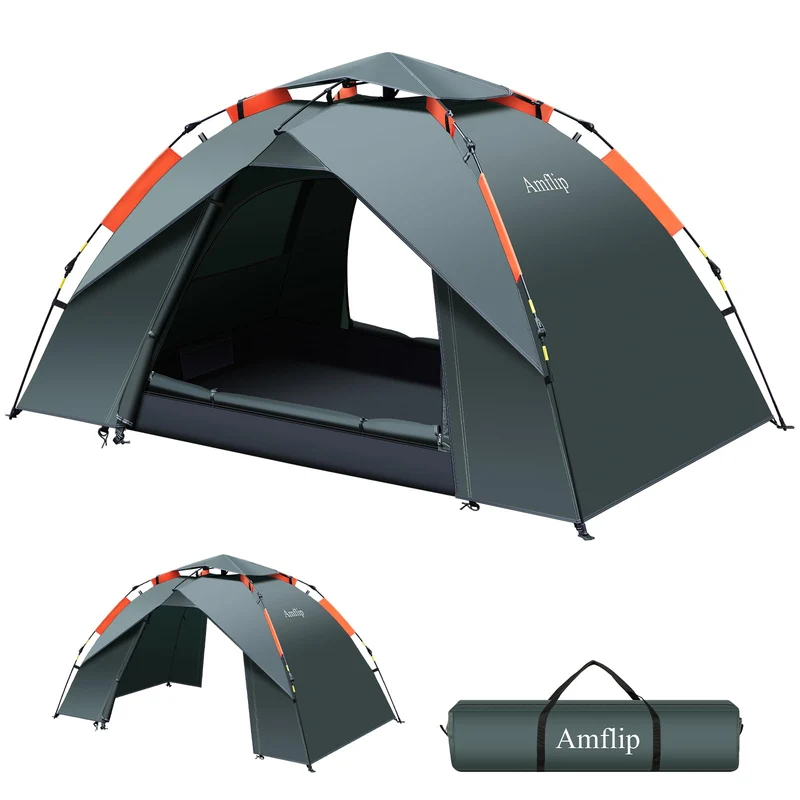 Amflip Campingzelt Automatisches 1 Personen Sofortzelt Pop Up Ultraleichtes Kuppelzelt 4 Jahreszeite