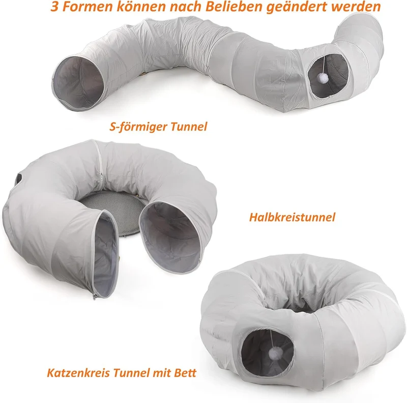 CALIYO Katzentunnel Rund 360° Katzen Tunnel, Katzenspielzeug Für Indoor, Faltbarer Cat Tunnel Mit Ma
