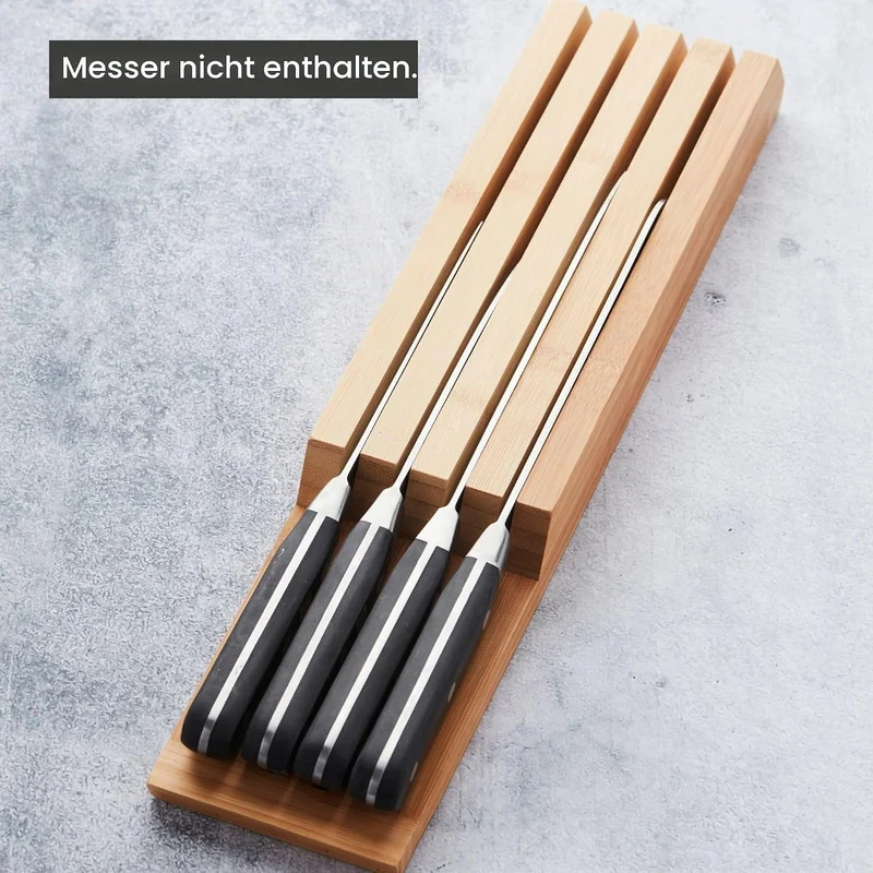 Schublade Messerblock ohne Messer aus Bambus Holz, Ausziehbar, für Koch, Steak, Brot oder Japanische