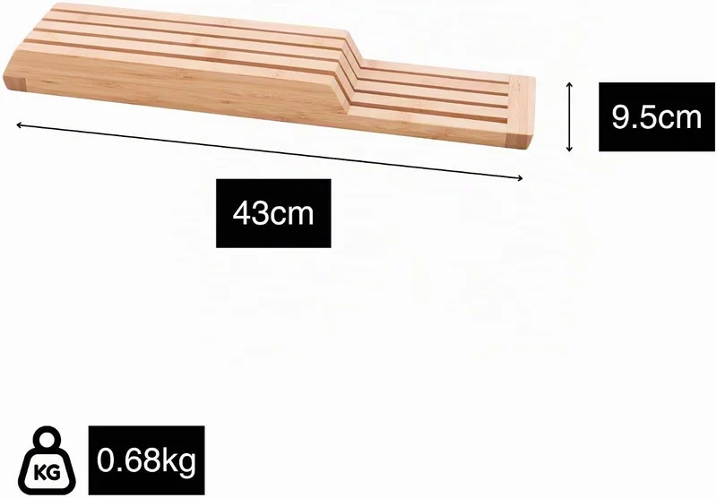 Schublade Messerblock ohne Messer aus Bambus Holz, Ausziehbar, für Koch, Steak, Brot oder Japanische