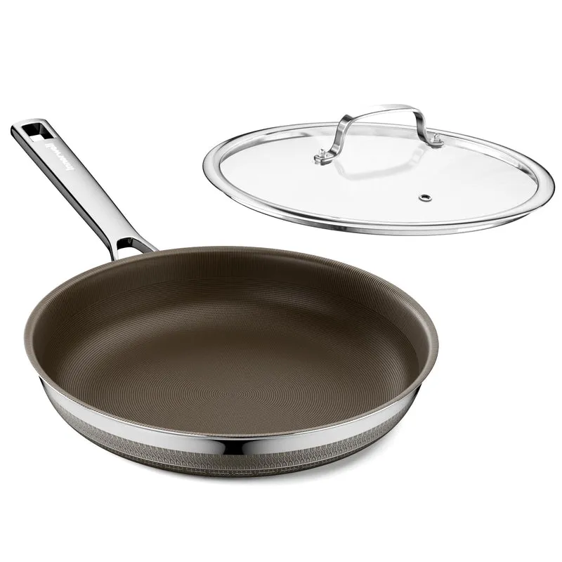 Innerwell Titan Keramik Bratpfanne 28 cm, Induktion Pfanne mit Deckel, Edelstahl Pfanne mit Antihaft