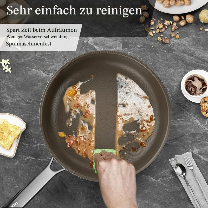 Innerwell Titan Keramik Bratpfanne 28 cm, Induktion Pfanne mit Deckel, Edelstahl Pfanne mit Antihaft