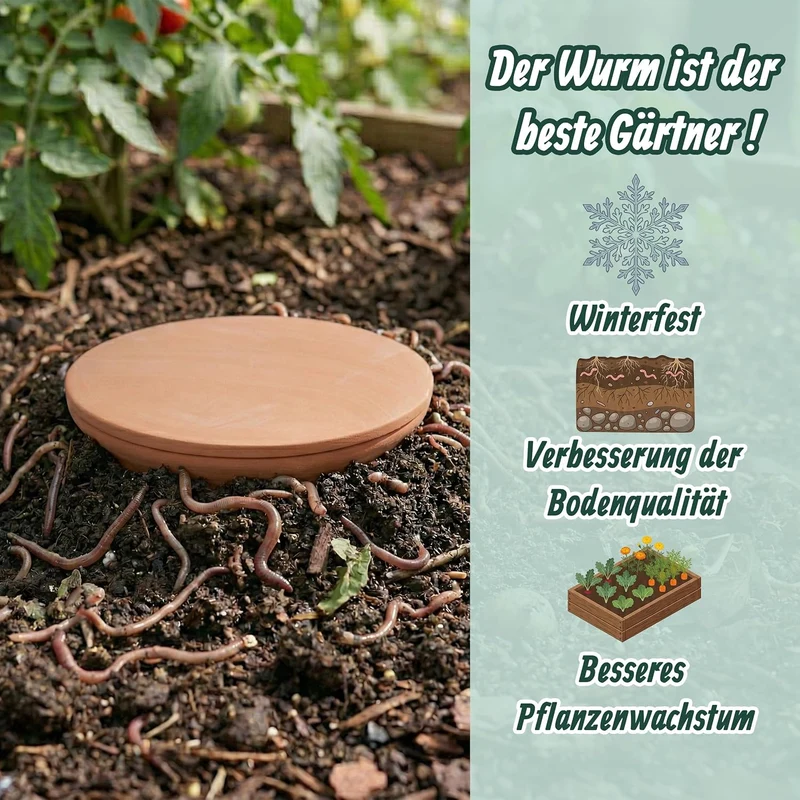 Relaxdays Wurmkomposter zum Eingraben, 1L, Wurmturm für Küchenabfälle, Deckel, Komposter Garten & Be