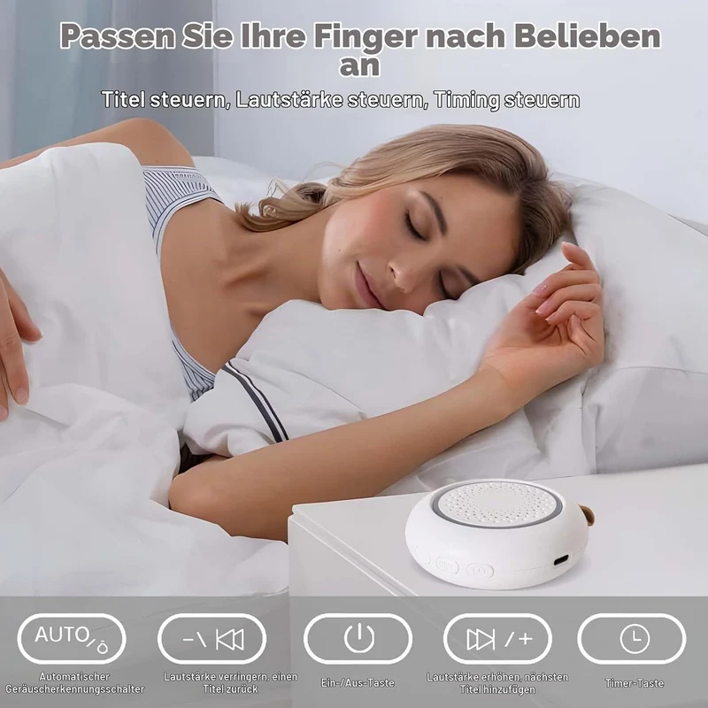 Tragbare White Noise Machine Baby, 24 Beruhigende Geräusche, Einschlafhilfe Babys Erwachsene, Weisse