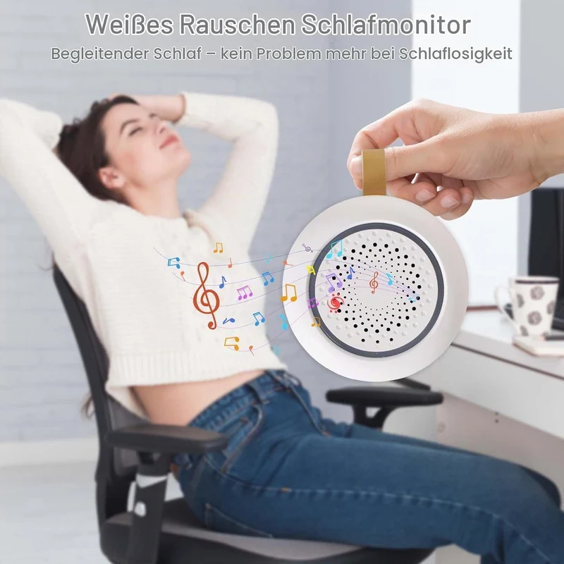 Tragbare White Noise Machine Baby, 24 Beruhigende Geräusche, Einschlafhilfe Babys Erwachsene, Weisse
