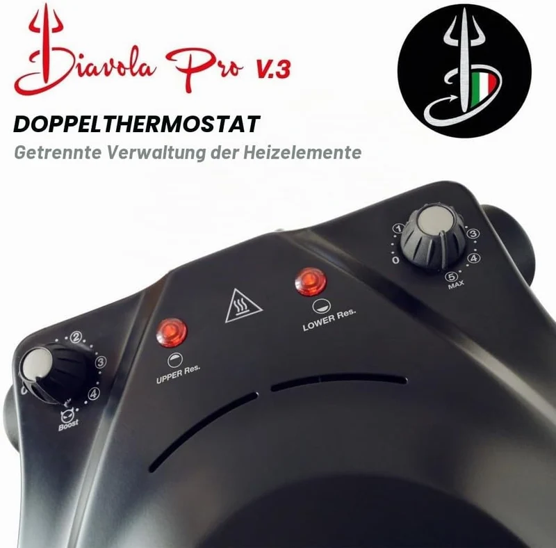 Elektrischer Pizzaofen DIAVOLA PRO V 3.0 + Keks für hohe Leistung – 100% Design und Patent Made in I