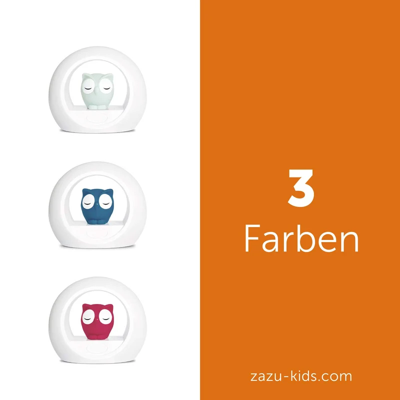 ZAZU Lou Eulen-Nachtlicht - Vertreibt Dunkelheit, Automatische Abschaltung, Weinsensor, Einstellbare